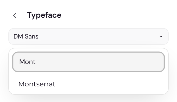 The font list narrowed to Montserrat after typing Mont in the search field