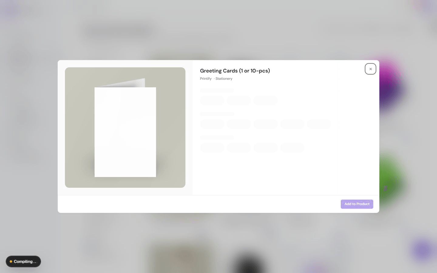 A catalog product detail with variants and a button to use it